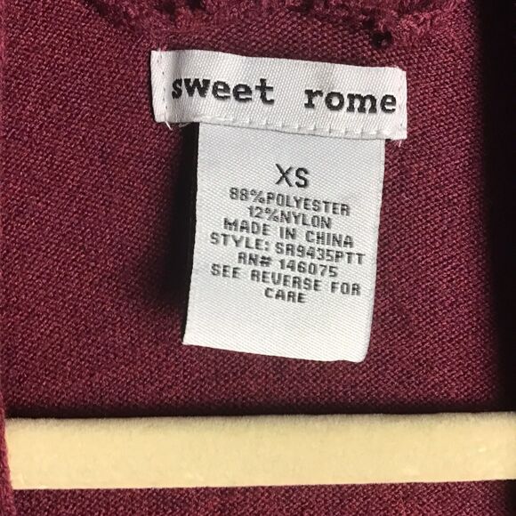 Sweet Romeo Women’s XS Open Front Long Cardigan Maroon Pocketed Lightweight NWOT - Picture 5 of 10